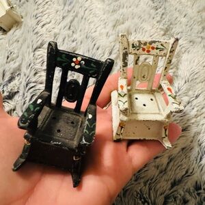 Mini Cast iron Black and White Rocking Chairs